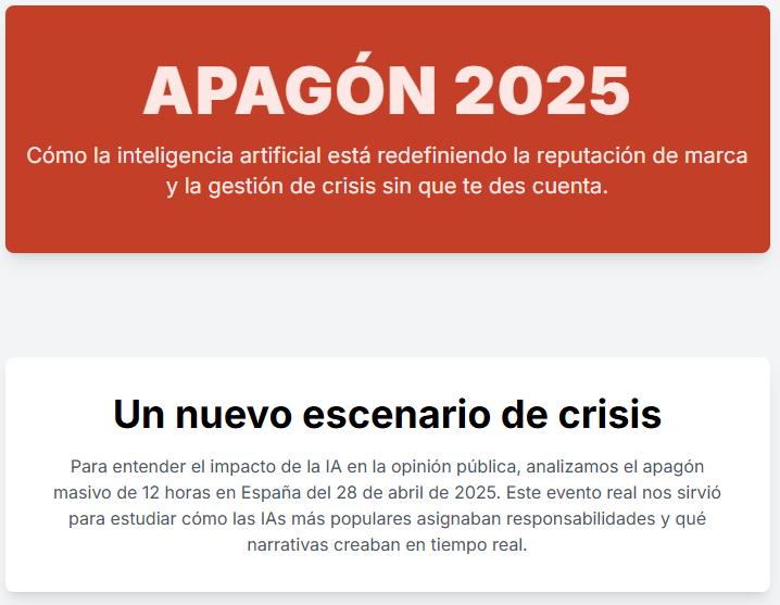 Imagen Hero Estudio Apagón 2025. Impacto de la inteligencia artificial en la reputación de marca.